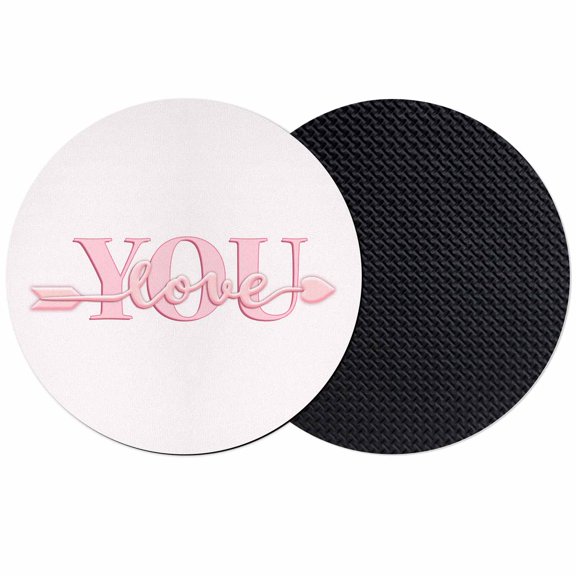 Valentine's Day Coasters Set of 2, Absorbent Coasters for Drinks, Pink Love You with Arrow Minimalist Coaster for Desk Coffee Table Protection, Home Decor House Warming Gifts 4"