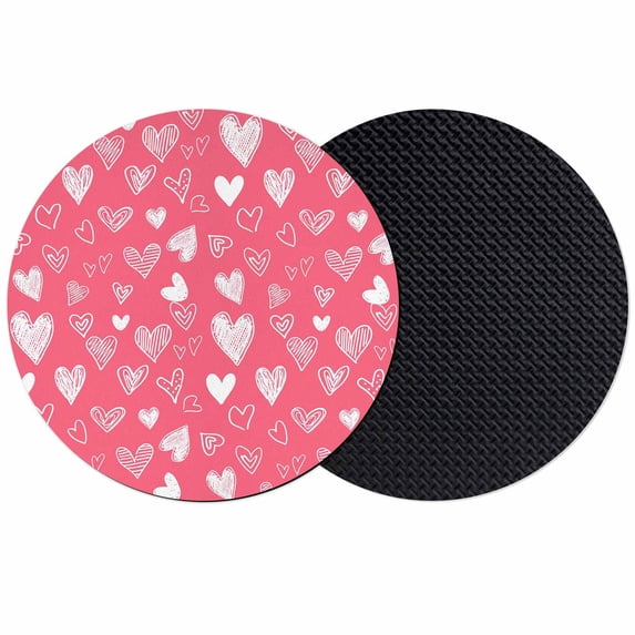 Valentine's Day Coasters Set of 2, Absorbent Coasters for Drinks, Pink White Love Heart Coaster for Desk Coffee Table Protection, Home Decor House Warming Gifts 4"