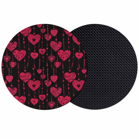 Valentine's Day Coasters Set of 2, Absorbent Coasters for Drinks, Red Heart Love Rustic Retro Black Coaster for Desk Coffee Table Protection, Home Decor House Warming Gifts 4"