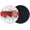 thumbnail image 1 of Valentine's Day Coasters Set of 2, Absorbent Coasters for Drinks, Red Strip Plaid Love Eucalyptus Grey Check Coaster for Desk Coffee Table Protection, Home Decor House Warming Gifts 4", 1 of 8