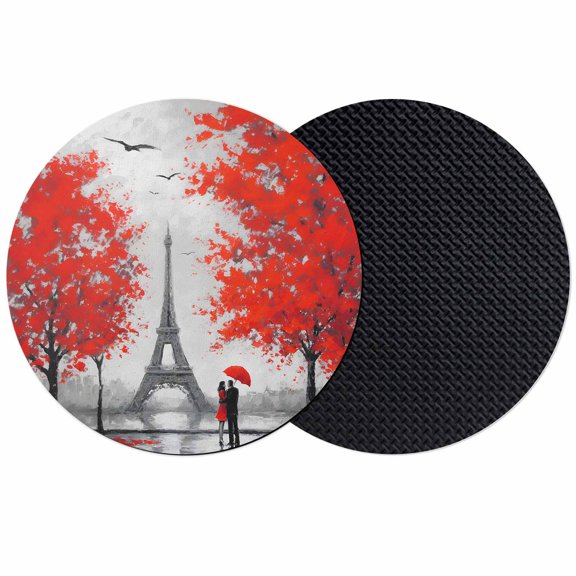 Valentine's Day Coasters Set of 2, Absorbent Coasters for Drinks, Romantic Couples Rainy Red Flowers Birds Coaster for Desk Coffee Table Protection, Home Decor House Warming Gifts 4"