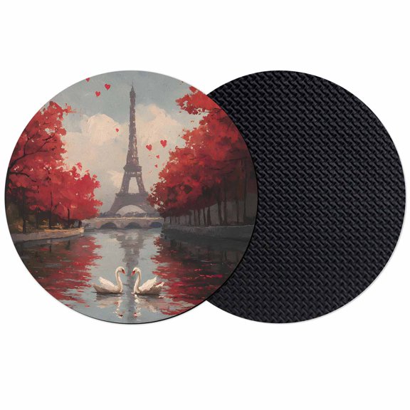 Valentine's Day Coasters Set of 2, Absorbent Coasters for Drinks, Romantic Swan Love Heart Tower Coaster for Desk Coffee Table Protection, Home Decor House Warming Gifts 4"