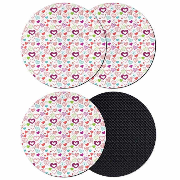 Valentine's Day Coasters Set of 4, Absorbent Coasters for Drinks, Colorful Heart Love Modern Country Coaster for Desk Coffee Table Protection, Home Decor House Warming Gifts 4"