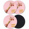 thumbnail image 1 of Valentine's Day Coasters Set of 4, Absorbent Coasters for Drinks, Gold Wine Bottle Love Heart Romantic Art Pink Coaster for Desk Coffee Table Protection, Home Decor House Warming Gifts 4", 1 of 8