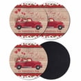 thumbnail image 1 of Valentine's Day Coasters Set of 4, Absorbent Coasters for Drinks, Red Truck Love Heart Roses Romantic Wooden Coaster for Desk Coffee Table Protection, Home Decor House Warming Gifts 4", 1 of 8