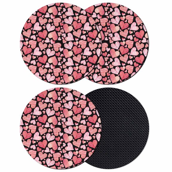 Valentine's Day Coasters Set of 4, Absorbent Coasters for Drinks, Watercolor Love Heart Romance Country Coaster for Desk Coffee Table Protection, Home Decor House Warming Gifts 4"