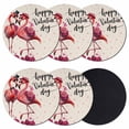 thumbnail image 1 of Valentine's Day Coasters Set of 6, Absorbent Coasters for Drinks, Red Flamingos Roses Love Romance Beige Coaster for Desk Coffee Table Protection, Home Decor House Warming Gifts 4", 1 of 8