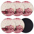 thumbnail image 1 of Valentine's Day Coasters Set of 6, Absorbent Coasters for Drinks, Romantic Love Truck Roses Plaid Beige Coaster for Desk Coffee Table Protection, Home Decor House Warming Gifts 4", 1 of 8