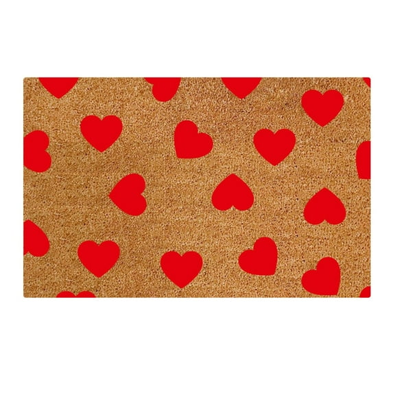 Valentine's Day Coir Doormat Outdoor Indoor XOXO Love Hearts Welcome Door Mat Valentine's Day Rug Front Door Mat for Porch Decor Gifts, 23.6x15.7 Inch