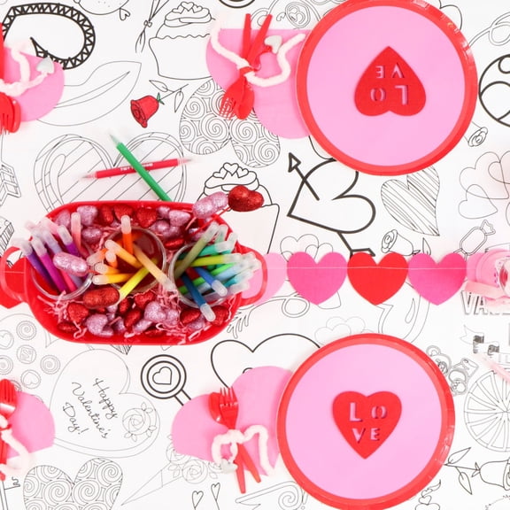 Valentine's Day Coloring Table Cover Collage