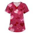 thumbnail image 1 of Valentine's Day Comfortable Scrubs Women's Love Heart V Neck Scrub Top, 1 of 4
