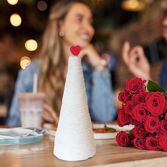 Valentine's Day Cone Tree Decorations Set-Artificial Yarn Wrapped Mini Trees with Heart Decor, Valentine's Day Tabletop Tree for Farmhouse Indoor Home Kitchen Decor