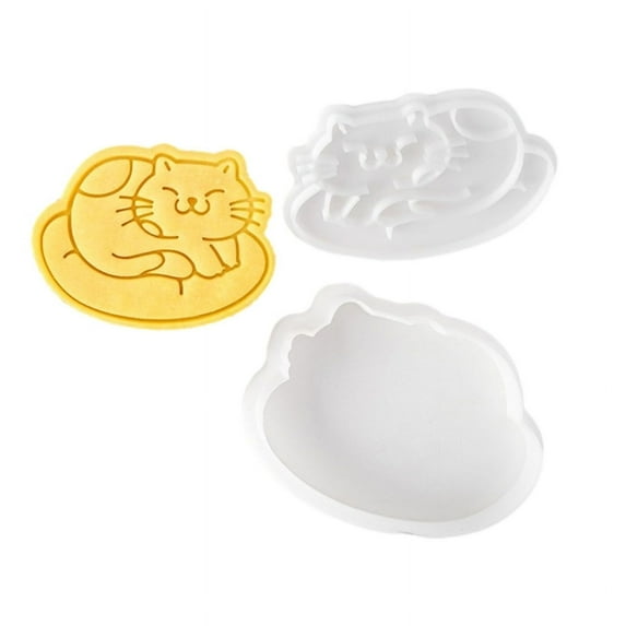 Valentine's Day Cookie Cutters Plastic Biscuit Molds Cat Shaped Baking Cutters