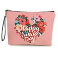 thumbnail image 1 of Valentine’s Day Cosmetic Bag Lipstick Bag, 10x6.7 Inch Flowers & Hearts Printed Portable Zipper Cute Stocking Stuffer Present, 1 of 6