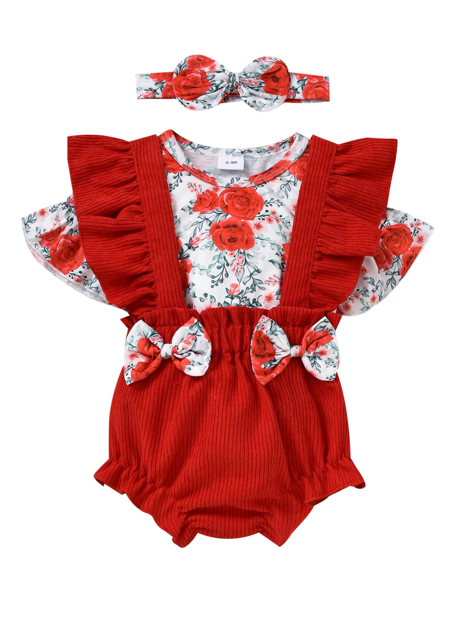 3pcs Baby Floral Print Long-sleeve Top and Ruffle Suspender Skirted Shorts Set