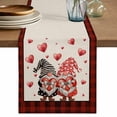 thumbnail image 1 of Valentine's Day Cotton Linen Table Runner for Dining Kitchen, Love Gnomes Bow Red and Black Plaid Beige Wedding Outdoor Party Tablerunners, Dresser Scarf Coffee Tablecloth Runners 13x48 Inches, 1 of 8
