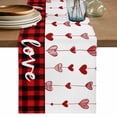 thumbnail image 1 of Valentine's Day Cotton Linen Table Runner for Dining Kitchen, Red Love Hearts Plaid Watercolor Wedding Outdoor Party Tablerunners Decoration, Dresser Scarf Coffee Tablecloth Runners 13x36 Inches, 1 of 8