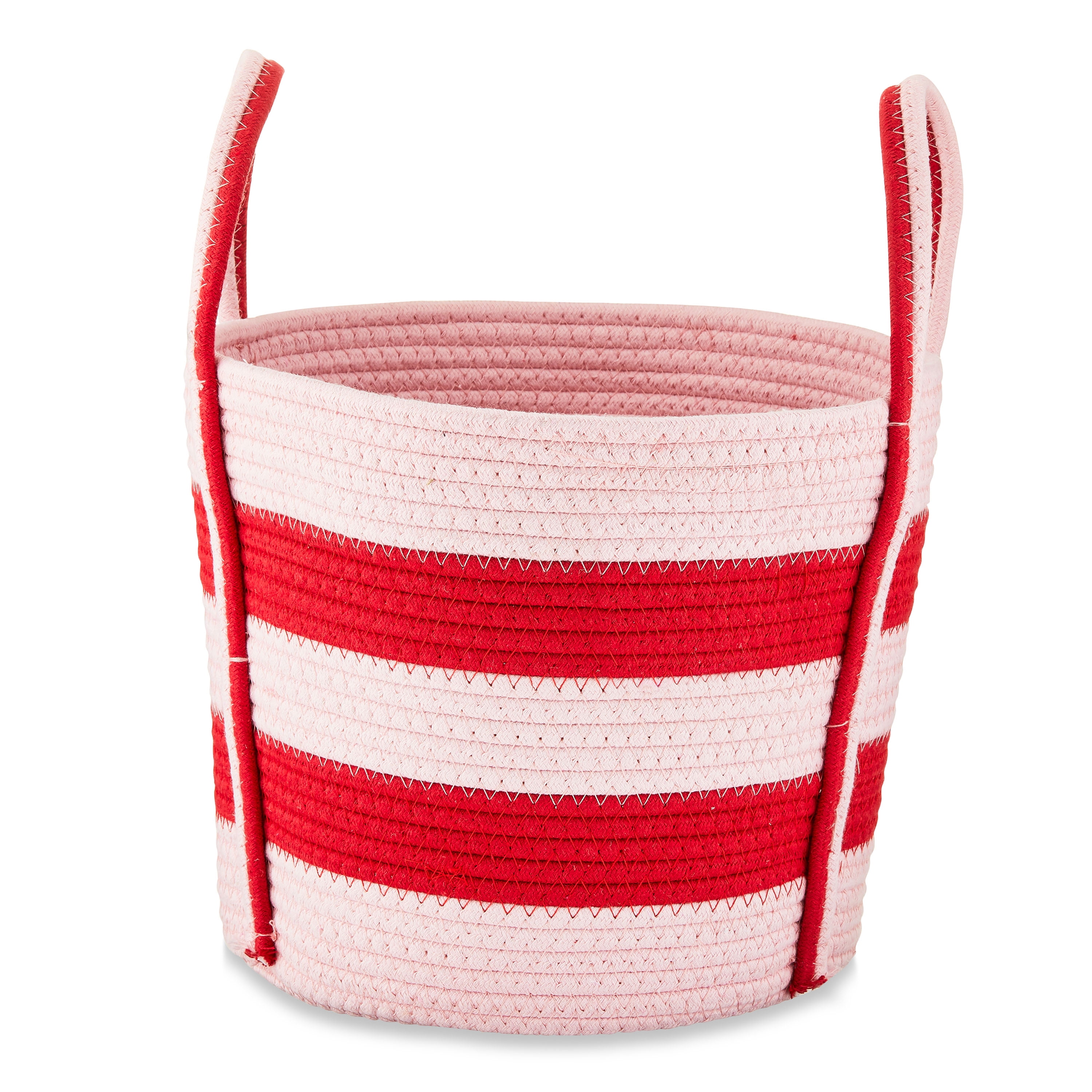 Red Paper Rope Storage Basket with Cutout Handles, Small