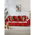 thumbnail image 1 of Valentine's Day Couch Cover for 2 Cushion Couch, Red Roses Floral Romantic Striped Washable Love Seat Sofa Covers Slipcover, Throw Sofa Covers for Pets, Furniture Protector 71"x102", 1 of 9