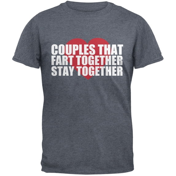 Valentine's Day Couples That Fart Together Dark Heather Grey Adult T-Shirt - Small