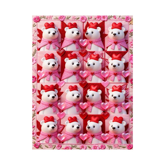 Valentine's Day Cozy Flannel Throw Blanket for Couples Featuring Adorable Animal Designs Soft Warm Cuddling