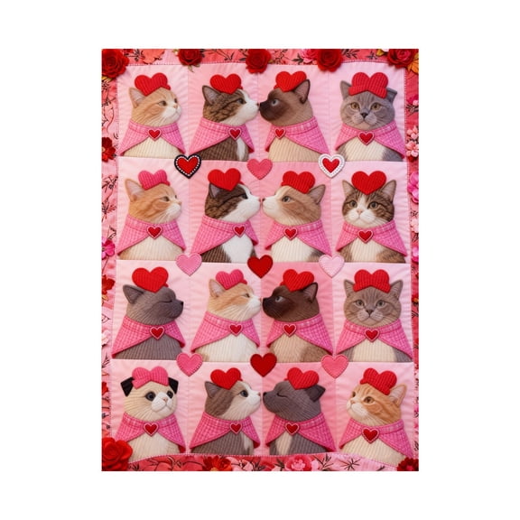 Valentine's Day Cozy Flannel Throw Blanket for Couples Featuring Adorable Animal Designs Soft Warm Cuddling