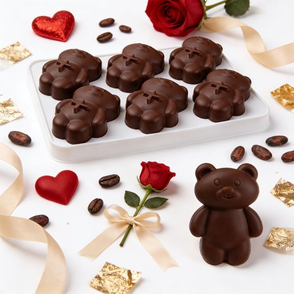 Valentine's Day Craft Chocolate Bear Molds Silicone Treat Making Kit DIY Baking Supplies Valentine's Day Gifts for Kids Girls