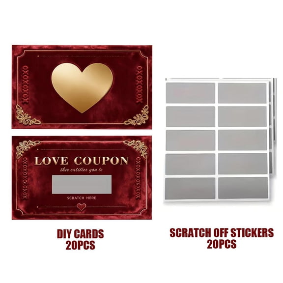 Valentine's Day Creative Scratch Cards, 20 X Scratch-off Love Coupons
