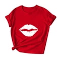 thumbnail image 1 of Valentine's Day Crew Neck T Shirts Womens Love Heart Graphic Tshirts Casual Short Sleeve Basic Tops, 1 of 7
