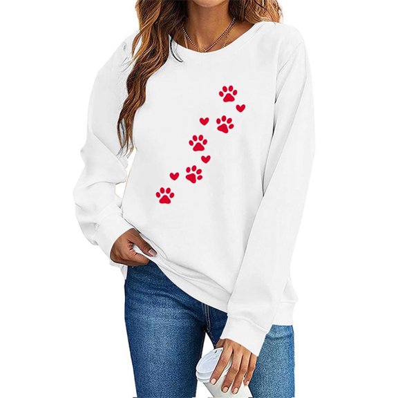 Valentine's Day Crewneck Pullover for Women - Love Heart Graphic Print Casual Sweatshirt, Long Sleeve Loose Fit Top, Romantic 2026 Comfy Knit Wear Gift