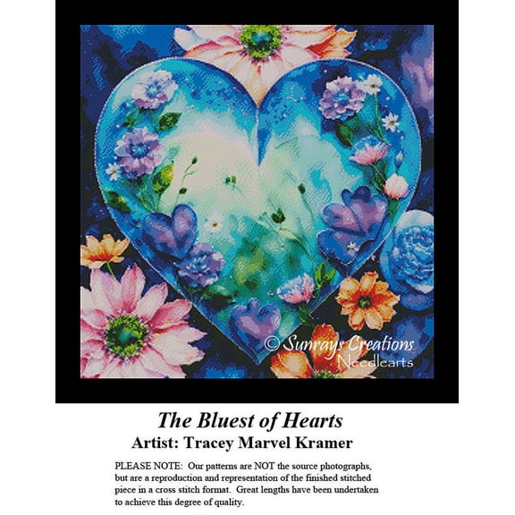 Valentine's Day Cross Stitch Pattern | The Bluest of Hearts (Pattern Only, You Provide The Floss and Fabric)