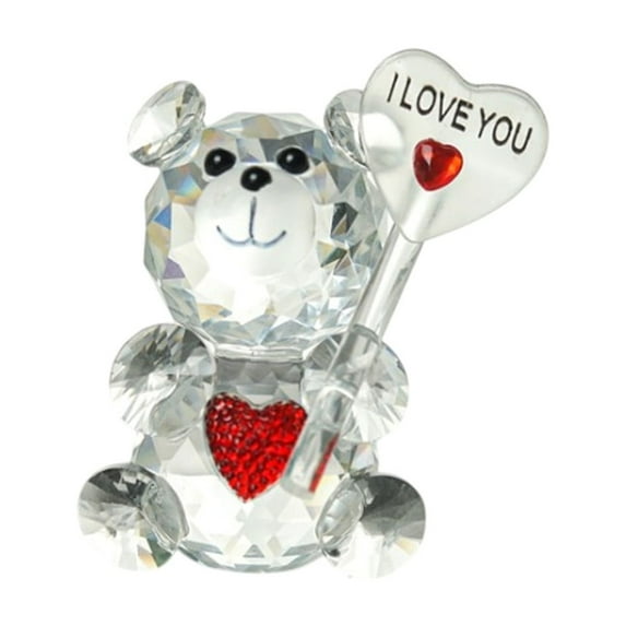 Valentine's Day Crystal Teddy Bear Ornament, Sparkling Home & Car Decor Figurine, Romantic Holiday Gift for Bedroom, Living Room, Blue/Red