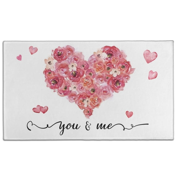 Valentine's Day Crystal Velvet No Slip Floor Mat, Entryway Doormat Durable Low-Profile Mat Home Decor, Rug Washable Kitchen Bathroom Laundry Bedroom Living Room Door Mats 30x17in
