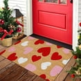 thumbnail image 1 of Valentine's Day Crystal Velvet Welcome Mat - Red Pink Heart Print Sweet Rug, Non-Slip Indoor Outdoor Entrance Rug for Home Front Porch Holiday Decoration, 1 of 6