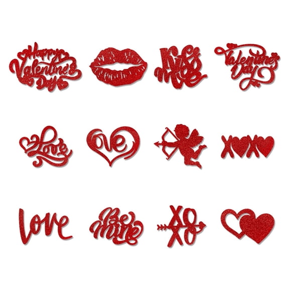 Valentine's Day Cupcake Toppers & Cake Decorations - Romantic Heart Love Flag Picks for Dessert Gifts Party Supplies (24-Pack)