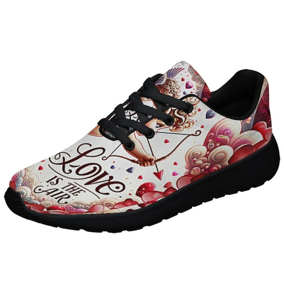 Valentine's Day Cupid Love Is The Air Shoes Sneakers Black Size 7.5