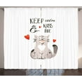 thumbnail image 1 of Ambesonne Valentines Day Curtains 2 Panel Set, Cartoon Cat, 108" x 84", Warm Taupe Vermilion, 1 of 3
