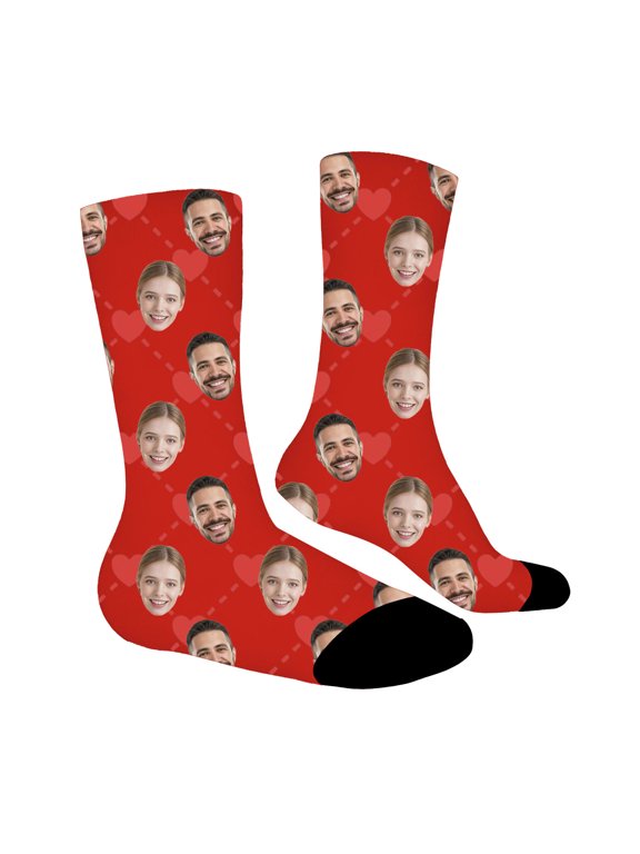 Valentine's Day Custom Socks with Photo, Personalized Face Socks with Picture, Customized Socks Gift for Women Men