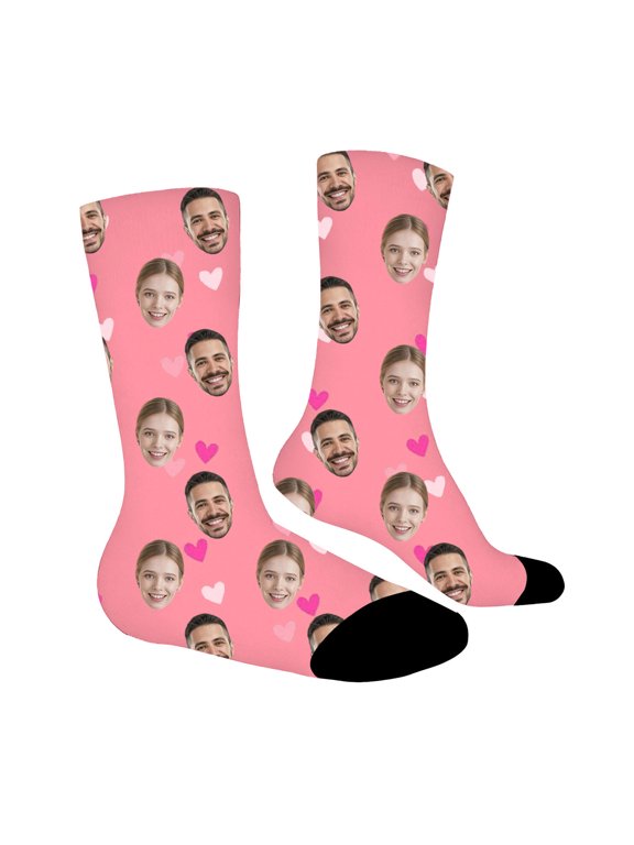 Valentine's Day Custom Socks with Photo, Personalized Face Socks with Picture, Customized Socks Gift for Women Men