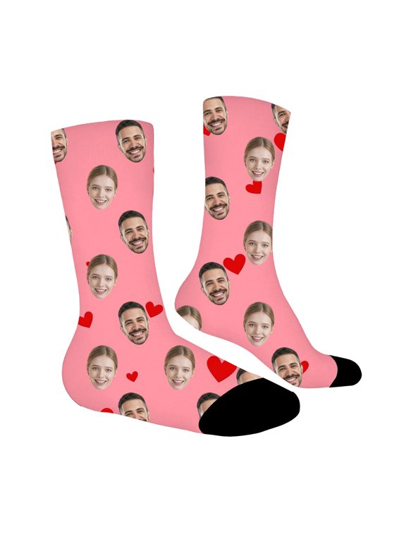 Valentine's Day Custom Socks with Photo, Personalized Face Socks with Picture, Customized Socks Gift for Women Men