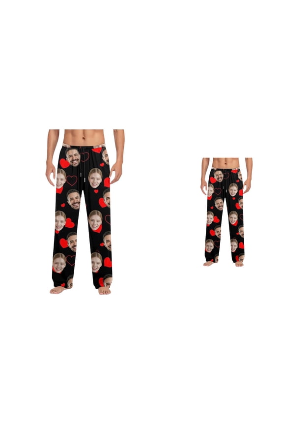 Valentine's Day Customizable Sleep Pants, Personalized Pajama Bottoms for Men and Women, Add Your Design, Relaxed Comfort, Everyday Wear