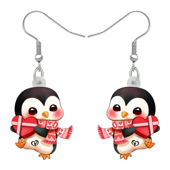 Valentine's Day Cute Penguin Earrings Acrylic Lightweight Dangle Jewelry for Women Girlfriend Gifts