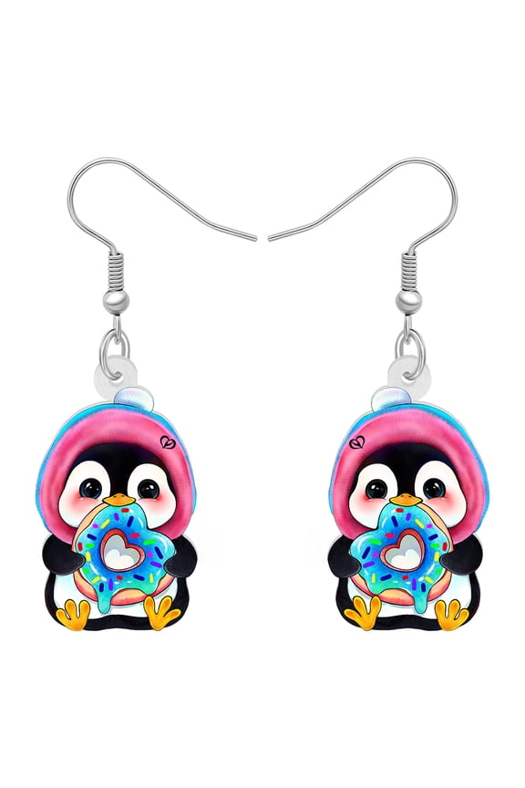 Valentine's Day Cute Penguin Earrings Acrylic Lightweight Dangle Jewelry for Women Girlfriend Gifts
