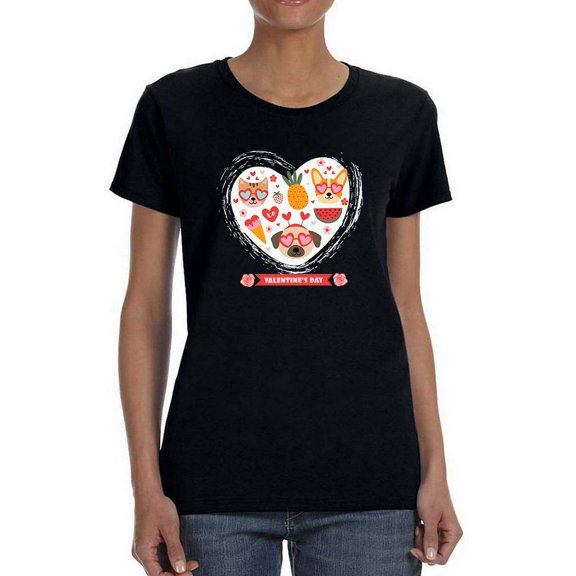 Valentine's Day Cute Pets  T-Shirt Women -Image by Shutterstock, Female 3X-Large