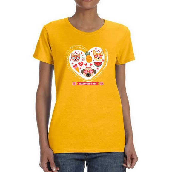 Valentine's Day Cute Pets  T-Shirt Women -Image by Shutterstock, Female 3X-Large