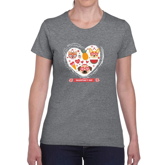 Valentine's Day Cute Pets T-Shirt Women -Image by Shutterstock, Female 3X-Large
