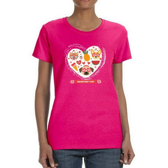 Valentine's Day Cute Pets T-Shirt Women -Image by Shutterstock, Female 3X-Large