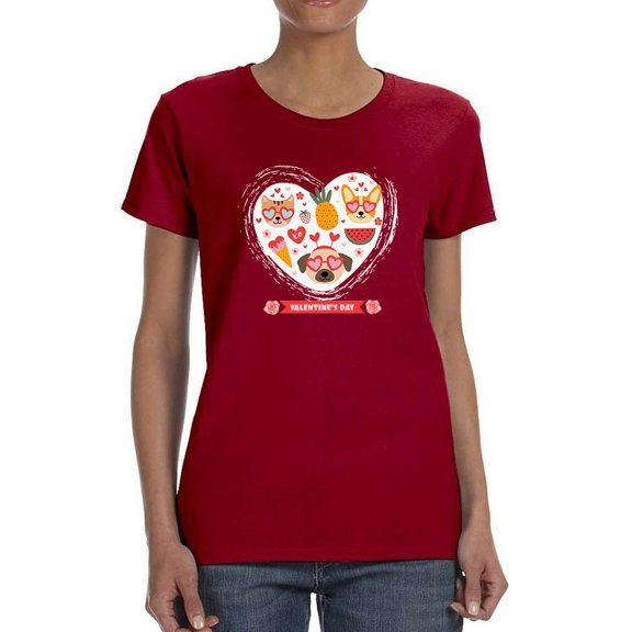 Valentine's Day Cute Pets  T-Shirt Women -Image by Shutterstock, Female 3X-Large