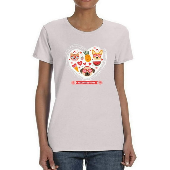 Valentine's Day Cute Pets T-Shirt Women -Image by Shutterstock, Female Medium
