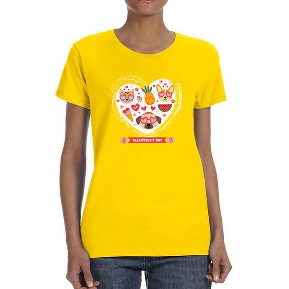 Valentine's Day Cute Pets  T-Shirt Women -Image by Shutterstock, Female Medium
